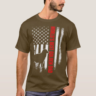 Worlds Best Golden Dad American Flag T-Shirt