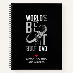 World's Best Golf  Dad   Black and White Dad Gift Notebook