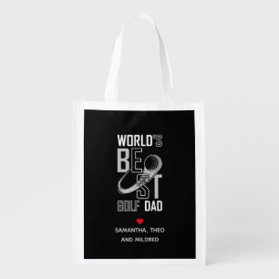 World's Best Golf Dad Black and White Dad Gifts Grocery Bag