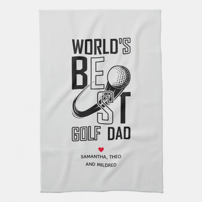 World's Best Golf Dad – Funny & Thoughtful Gift Kitchen Towel (Vertical)