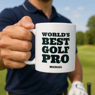 World's Best Golf Pro Custom Name Coffee Mug