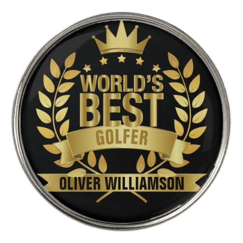 Worlds Best Golfer Black And Gold 5 Star Golf Ball Marker