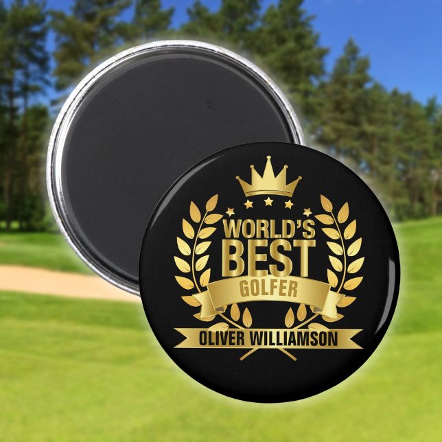 World's Best Golfer Black And Gold 5 Star Magnet (World's Best Golfer Black And Gold 5 Star Magnet)