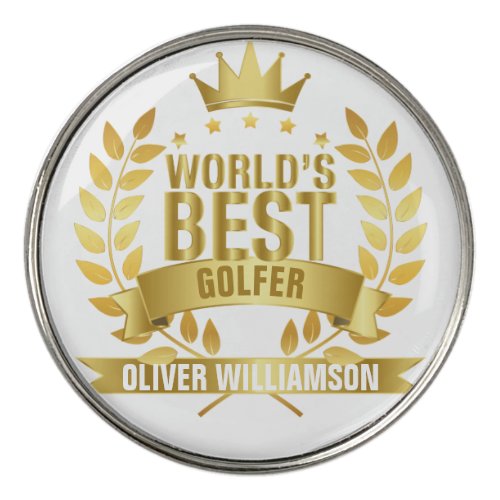 Worlds Best Golfer Gold 5 Star Golf Ball Marker