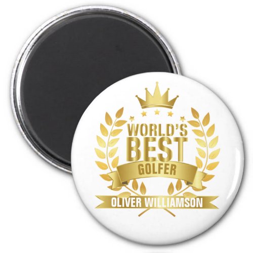 Worlds Best Golfer Gold 5 Star Magnet
