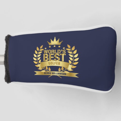 Worlds Best Golfer Navy Blue And Gold 5 Star Golf Head Cover