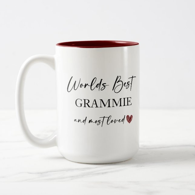 World's Best Grammie and Most Loved Photo Gift Two-Tone Coffee Mug (Left)