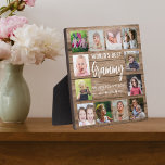 World's Best Grammy 12 Photo Collage Grandkids  Plaque<br><div class="desc">Create your own photo collage  plaque  with 12 of your favorite pictures on a wood texture background .Personalize with grandkids photos . Makes a treasured keepsake gift for grandma for birthday, mother's day, grandparents day, etc</div>