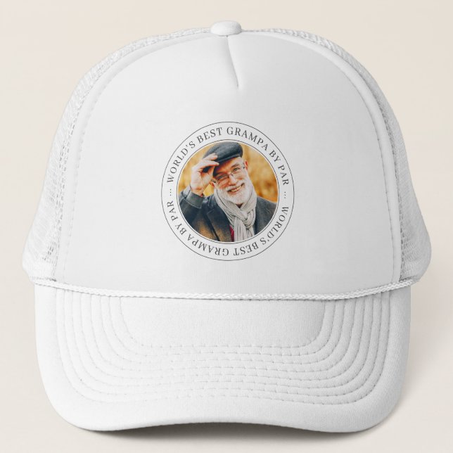 World's Best Grampa By Par Classic Simple Photo Trucker Hat (Front)