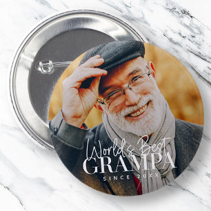 World's Best Grampa Since 20XX Modern Chic Photo Button