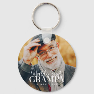 World's Best Grampa Since 20XX Modern Chic Photo Keychain