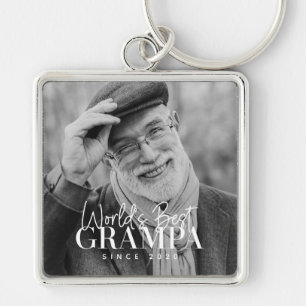 World's Best Grampa Since 20XX Modern Chic Photo Keychain