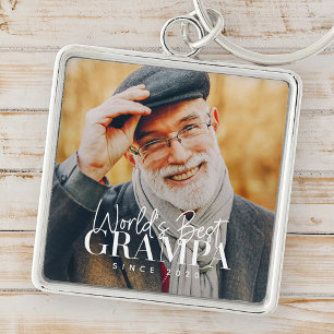 World's Best Grampa Since 20XX Modern Chic Photo Keychain
