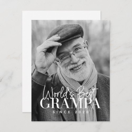 Worlds Best Grampa Since 20XX Modern Chic Photo Note Card