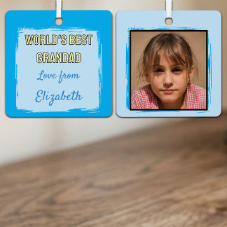 World's Best Grandad 1 photo blue Metal Ornament