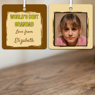 World's Best Grandad 1 photo brown Metal Ornament