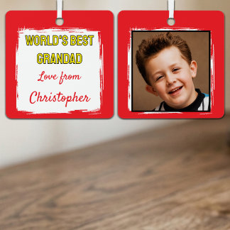 World's Best Grandad 1 photo red Metal Ornament