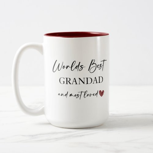 Worlds Best Grandad and Most Loved Photo Gift Two_Tone Coffee Mug