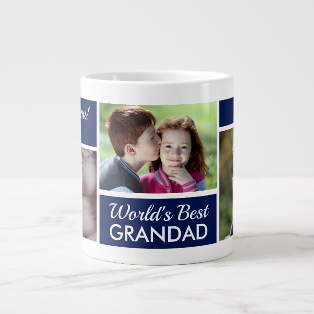 World's Best Grandad Photo Collage Giant Coffee Mug (Front)