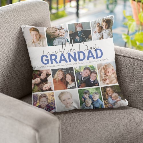 Worlds Best Grandad  Photo Collage Throw Pillow