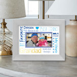 Worlds Best Grandad Typography Photo  Foil Prints<br><div class="desc">Lovely typography script with photo gift. Grandad and gold line border around the image is printed in real gold foil.</div>