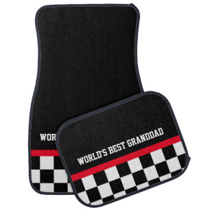 World's Best granddad checkered flag car mats