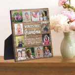 World's Best Grandma 12 Photo Collage Grandkids  Plaque<br><div class="desc">Create your own photo collage  plaque  with 12 of your favorite pictures on a wood texture background .Personalize with grandkids photos . Makes a treasured keepsake gift for grandma for birthday, mother's day, grandparents day, etc</div>