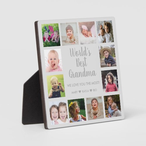  Worlds Best Grandma 12 Photo Collage Gray Plaque