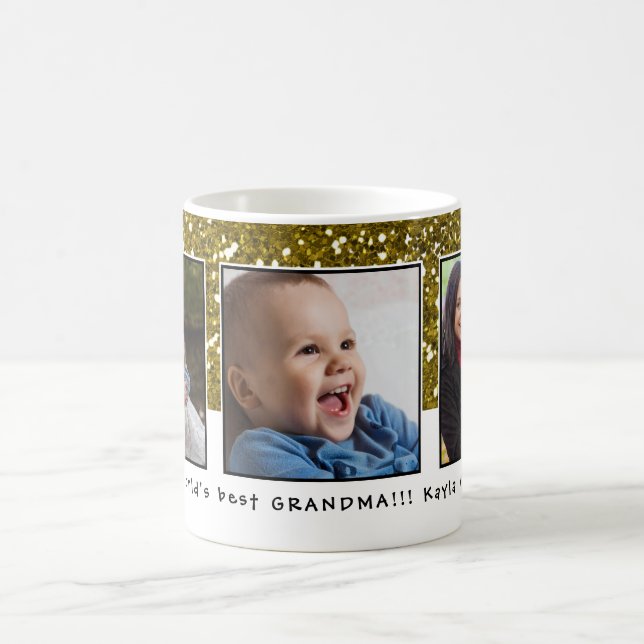 World's Best Grandma 3 Photo Collage Christmas  Coffee Mug (Center)
