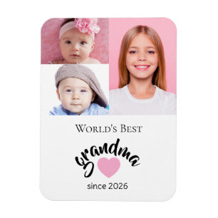 Worlds Best Grandma 3 Photo Collage Fridge Magnet