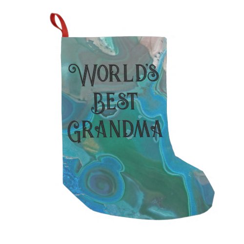 Worlds Best Grandma Abstract Gemstone Grandmother Small Christmas Stocking