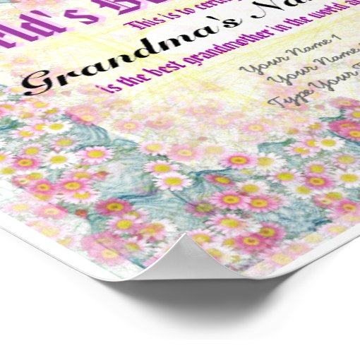 World's Best Grandma Award Certificate Print Zazzle