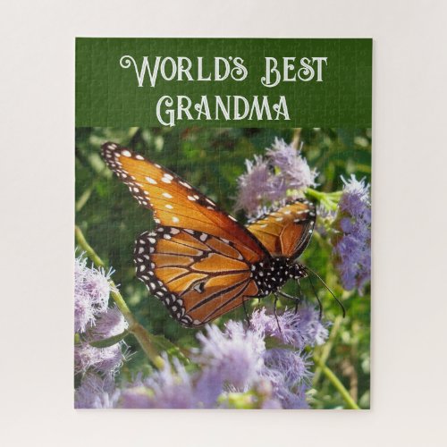 Worlds Best Grandma Beautiful Monarch Butterfly Jigsaw Puzzle