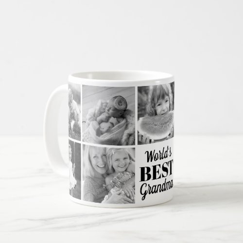 Worlds Best Grandma Black and White Photo Collage Coffee Mug