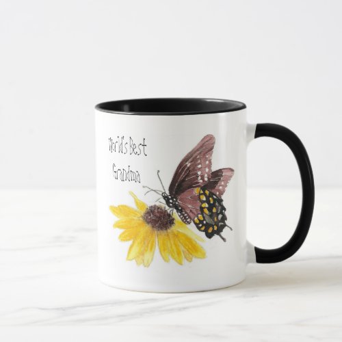 Worlds Best Grandma Butterfly Flowers_Gardening Mug