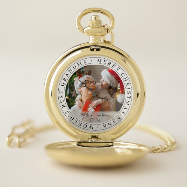 World's Best Grandma Christmas Gift Idea  Pocket Watch (Inside)