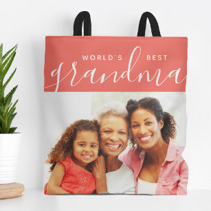 World's Best Grandma Custom Photo Gift Tote Bag