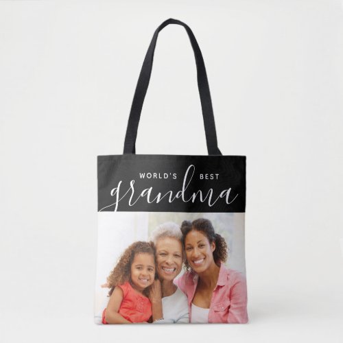 Worlds Best Grandma Custom Photo Gift Tote Bag