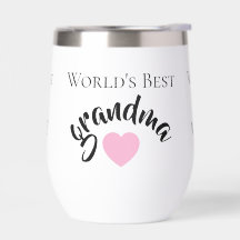 Worlds Best Grandma Cute Heart White Elegant