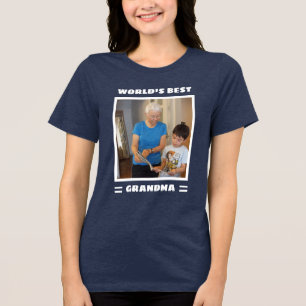 World's Best Grandma Fun Custom Photo Personalized Tri-Blend Shirt