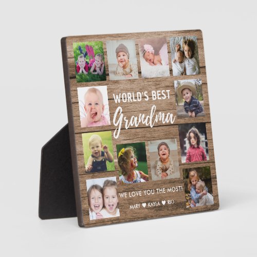 Worlds Best Grandma Grandkids 12 Photo Collage  Plaque