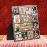 World's Best Grandma Grandkids 12 Photo Collage Plaque<br><div class="desc">Create your own photo collage  plaque  with 12 of your favorite pictures on a wood texture background .Personalize with grandkids photos . Makes a treasured keepsake gift for grandma for birthday, mother's day, grandparents day, etc</div>