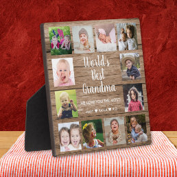 World&#39;s Best Grandma Grandkids 12 Photo Collage Plaque