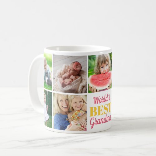 Worlds Best Grandma Grandkids 9 Photo Collage Coffee Mug