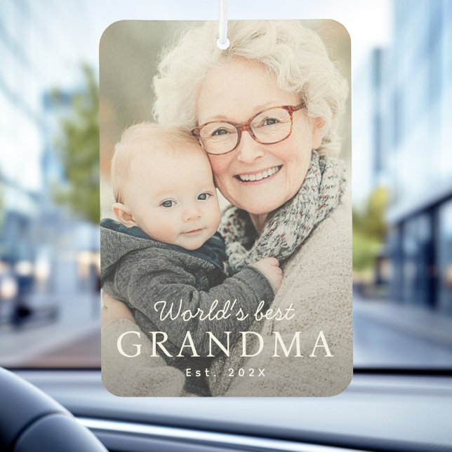 World's best grandma grandmother est year photo air freshener (World's best grandma grandmother est year photo air freshener)