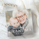 World's best grandma grandmother est year photo keychain<br><div class="desc">Keychain featuring your custom photo and the text "World's best grandma" with custom year or other text below.</div>