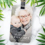 World's best grandma grandmother est year photo luggage tag<br><div class="desc">Luggage tag featuring your custom photo and the text "World's best grandma" with custom year or other text below.</div>