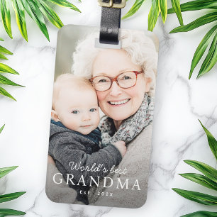 World's best grandma grandmother est year photo luggage tag
