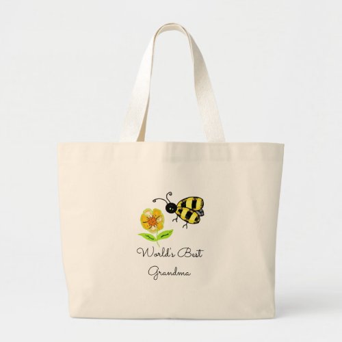 Worlds Best Grandma Honey Bee Large Tote Bag