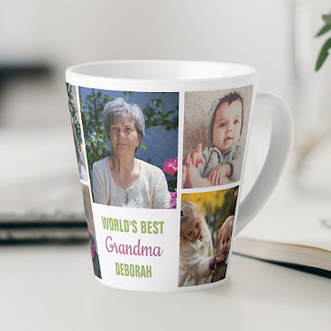 World's Best Grandma Instagram Photo Collage Name Latte Mug